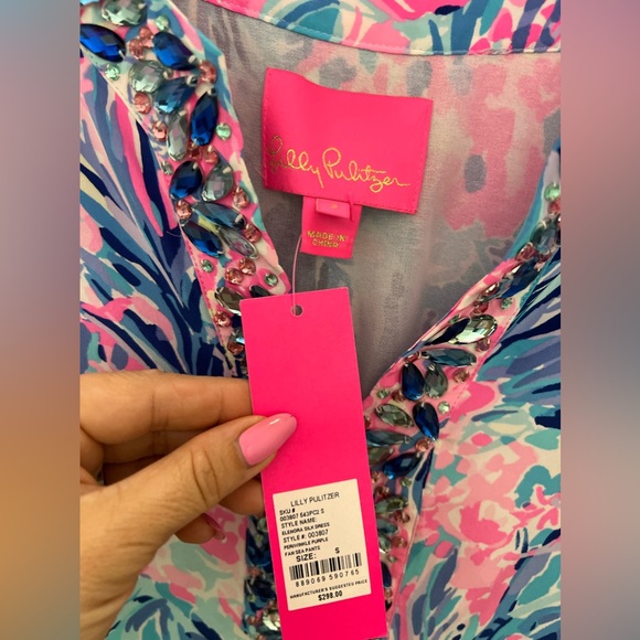 NWT Lilly Pulitzer Elenora Silk Dress Periwinkle Purple Fan Sea Pants 💥RARE 💥 - Picture 8 of 8